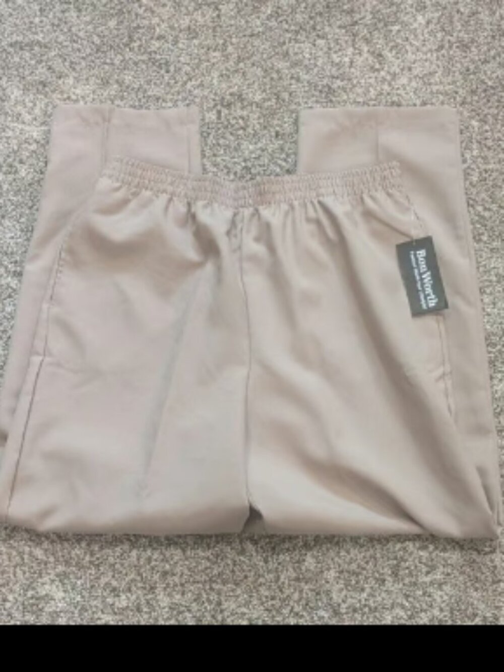 New Woman's BonWorth Pants Sz M Tan Pull On Elastic Waist High Rise Tapered Legs